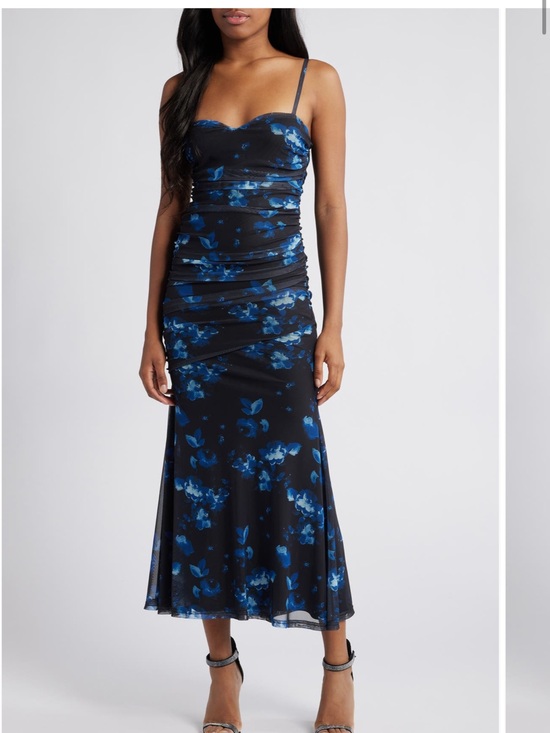 Lulus Dresses & Skirts - Lulu's Black Maxi Dress with Blue Floral Print